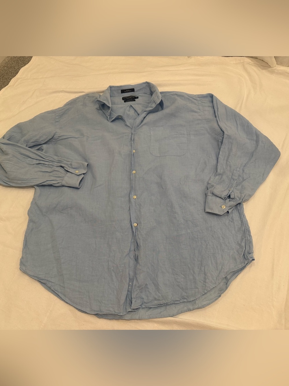 Daniel Cremieux Classics 100% Linen Blue Button Down Shirt Men’s XL